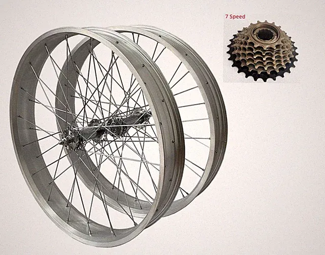 CDH 26''x4'' Fat Tire Heavy Duty 12G 36S Bike Wheel Set Rim & Multiple Freewheel
