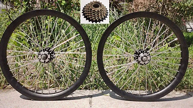 CDHPOWER Heavy Duty 20'' 10G 36 Spokes Bike Wheel Set Rim & Multiple Freewheel