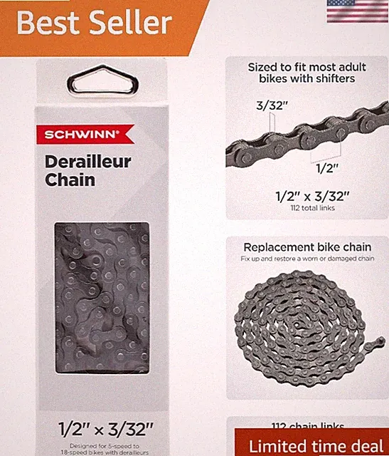 Durable Alloy Steel Bike Chain - Fits Derailleur & Non-Derailleur Bikes