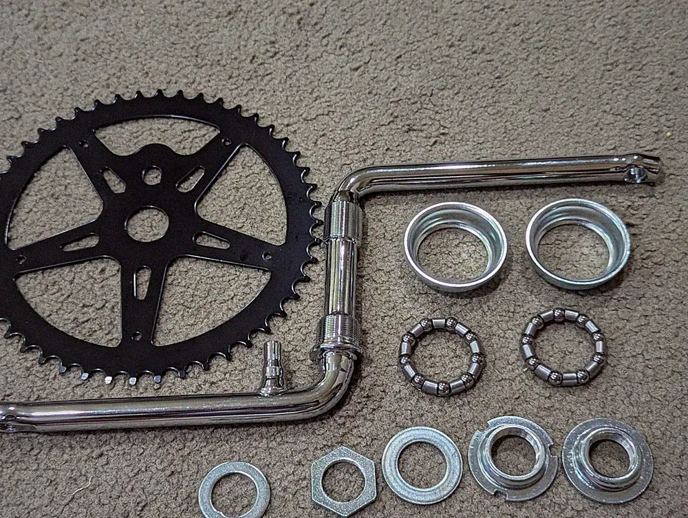 MULTI -SPEED BLACK BMX BICYCLE SPROCKET 48T, CRANKS 6 &1/2",BOTTOM BEARING KIT