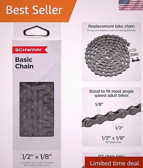 Reliable Replacement Bike Chain - 1/2" x 1/8", Perfect for Singles & Multi-Speed