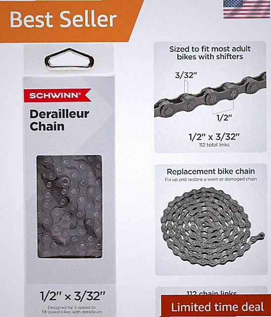 Upgrade Your Ride: 112-Link Bike Chain for Derailleur & Non-Derailleur Bikes