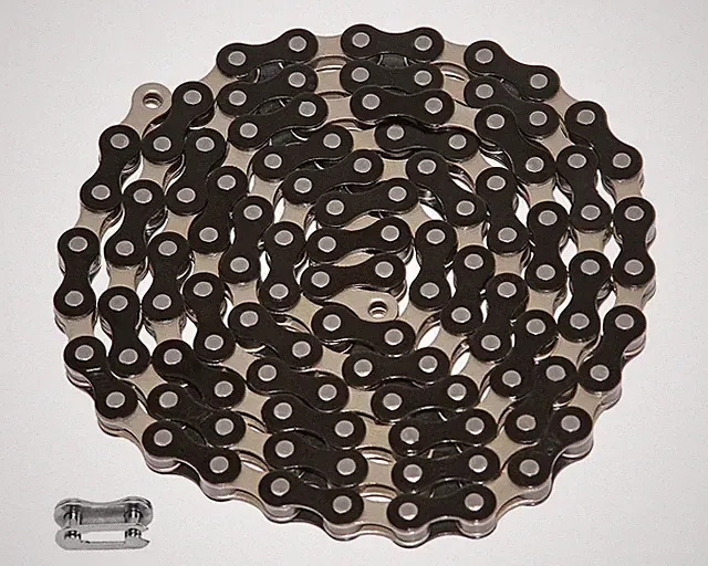 YBN Single Speed Bicycle Chain 1/8 BMX Freestyle Fixie Beach Cruiser Blk/Silver