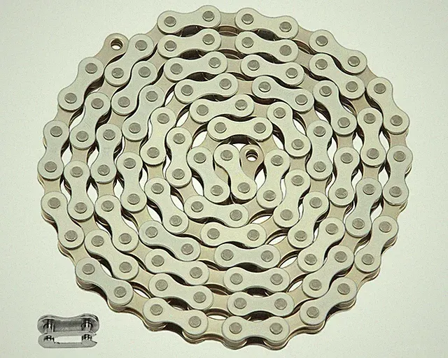 YBN Single Speed Bike Chain 1/8 BMX Freestyle Fixie Beach Cruiser White Chrome