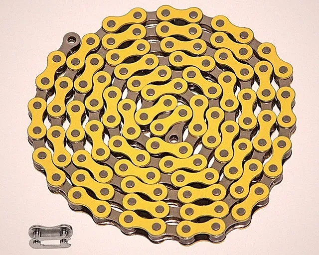 YBN Single Speed Bike Chain 1/8 BMX Freestyle Fixie Beach Cruiser Yellow Chrome